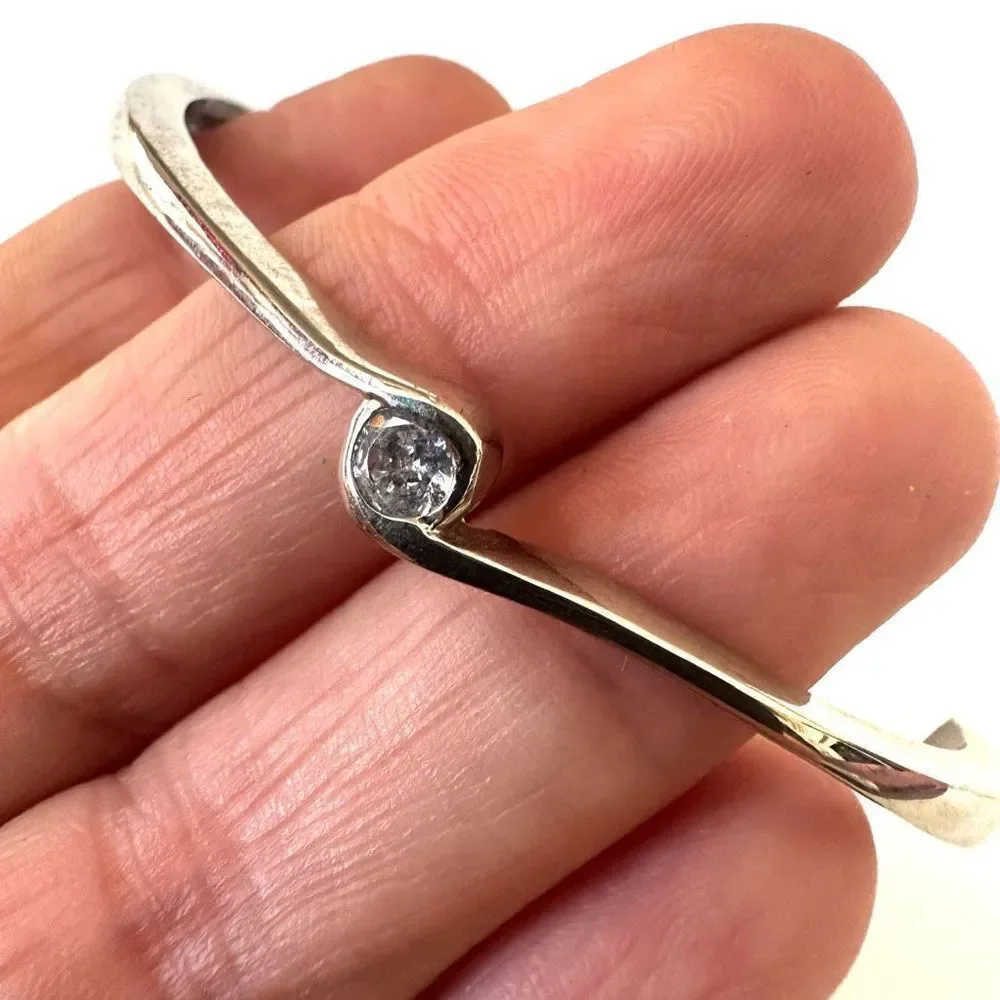 Silver tone rhinestone bangle bracelet